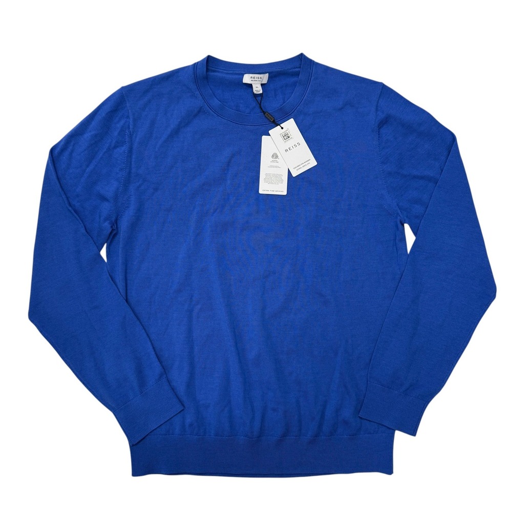 Reiss Merino Wool Crew Neck Sweater Mens XL Lapis Blue NWT $145 Wessex-LS